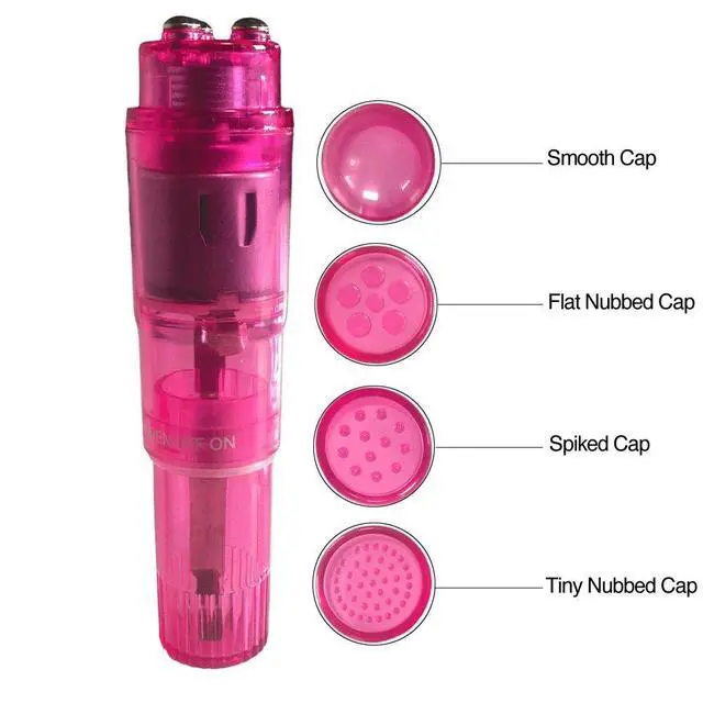 Alt view image 3 of 7 - Small Mini Massager Handheld Portable Tool for Women with 4 Heads Pocket Pen for Face Neck Head Back and Shoulder (Pink and Blue)