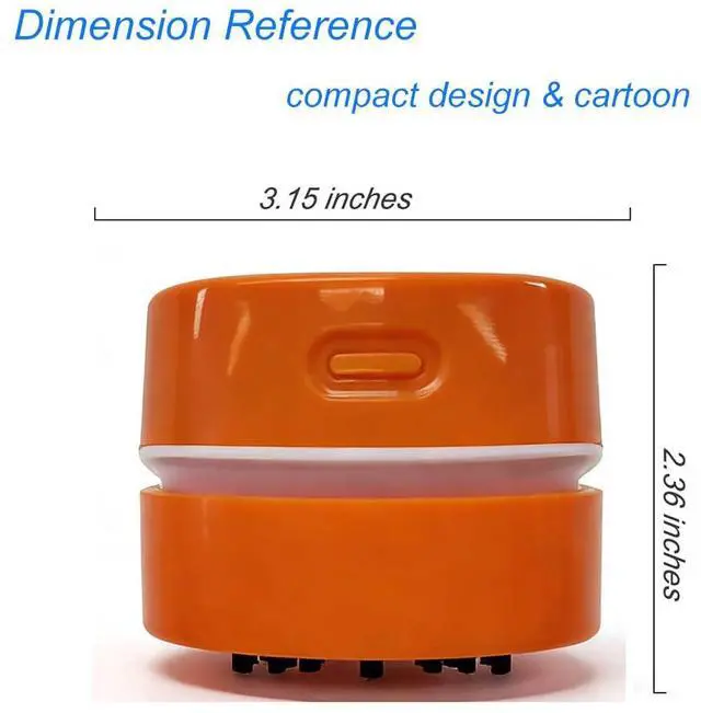 Alt view image 2 of 7 - Mini Desk Vacuum Cleaner, Handheld CordlessUSB Charging,Orange. | Rechargeable, Cordless, Handheld Crumb Sweeper, For Home Office School Cars