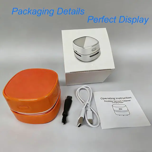 Alt view image 6 of 7 - Mini Desk Vacuum Cleaner, Handheld CordlessUSB Charging,Orange. | Rechargeable, Cordless, Handheld Crumb Sweeper, For Home Office School Cars