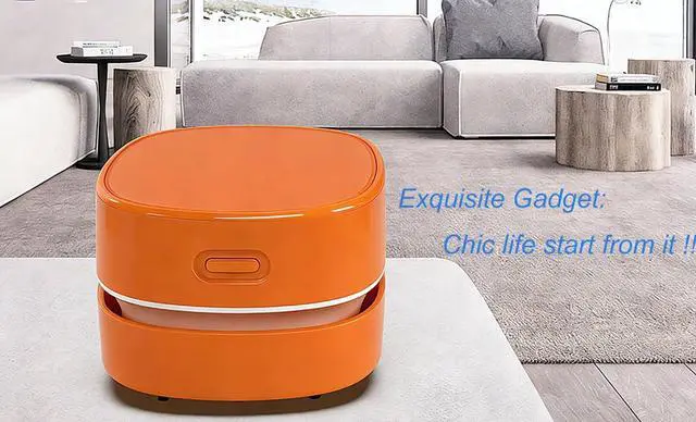Alt view image 7 of 7 - Mini Desk Vacuum Cleaner, Handheld CordlessUSB Charging,Orange. | Rechargeable, Cordless, Handheld Crumb Sweeper, For Home Office School Cars