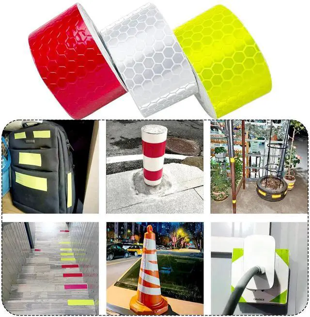Alt view image 3 of 7 - 3 Rolls Reflective Tape Outdoor Waterproof, Reflective Warning Tape, Trailer Reflectors, Safety Reflective Strips, Nighttime Reflective Stickers, for Car Bike Baby Stroller Helmet, 1 Inch x 30 Ft