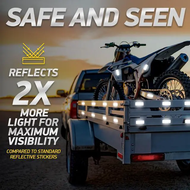 Alt view image 6 of 7 - Reflective Safety Tape Stickers | 3M Diamond Grade | Mixed Colors | 1.2 x 3.15 | 20-Pack | Safety Warning Tape for Helmets, Cars, Mailboxes & More