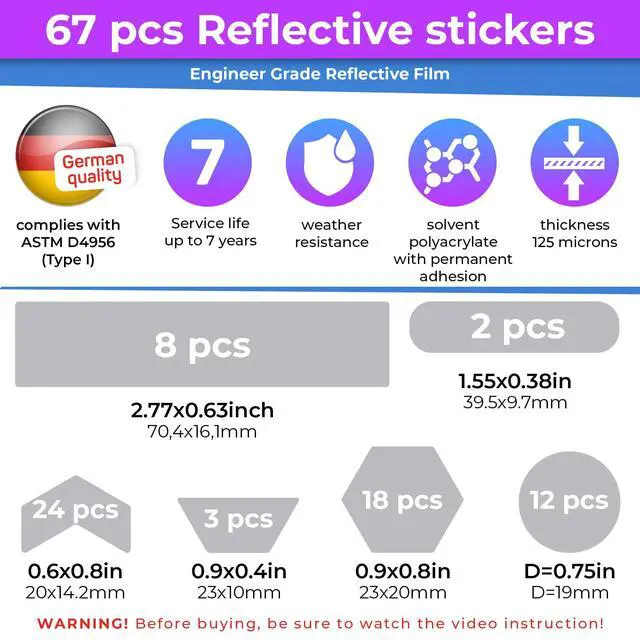 Alt view image 3 of 7 - Reflective Stickers for Bikes & Helmets | 67pc Engineer, Gray | Durable German ORAFOL reflective vinyl with permanent adhesive for bikes, helmets, cars and trailers; built for outdoor use