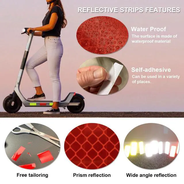 Alt view image 3 of 5 - 36 PCS Reflective Stickers for Car Bike Helmet Mailbox Bag 3 Colors | 1.2 x 3.15'', Strong Peel-and-Stick Backing, Universal High Visibility Reflectors, Safety Reflective Strips, Waterproof Prism