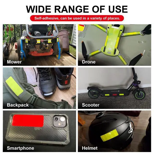 Alt view image 5 of 5 - 36 PCS Reflective Stickers for Car Bike Helmet Mailbox Bag 3 Colors | 1.2 x 3.15'', Strong Peel-and-Stick Backing, Universal High Visibility Reflectors, Safety Reflective Strips, Waterproof Prism