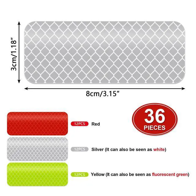 Alt view image 4 of 5 - 36 PCS Reflective Stickers for Car Bike Helmet Mailbox Bag 3 Colors | 1.2 x 3.15'', Strong Peel-and-Stick Backing, Universal High Visibility Reflectors, Safety Reflective Strips, Waterproof Prism