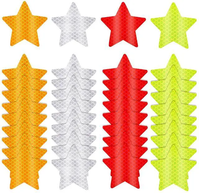 Main image of 40Pcs Star Shape Reflective Stickers, Warning Safety Reflector Stickers for Kids, Waterproof Safety Helmet Stickers for Vehicles, Bicycles, Motorcyclesc and Construction Workers