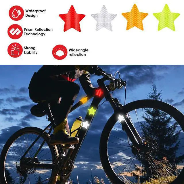 Alt view image 3 of 7 - 40Pcs Star Shape Reflective Stickers, Warning Safety Reflector Stickers for Kids, Waterproof Safety Helmet Stickers for Vehicles, Bicycles, Motorcyclesc and Construction Workers