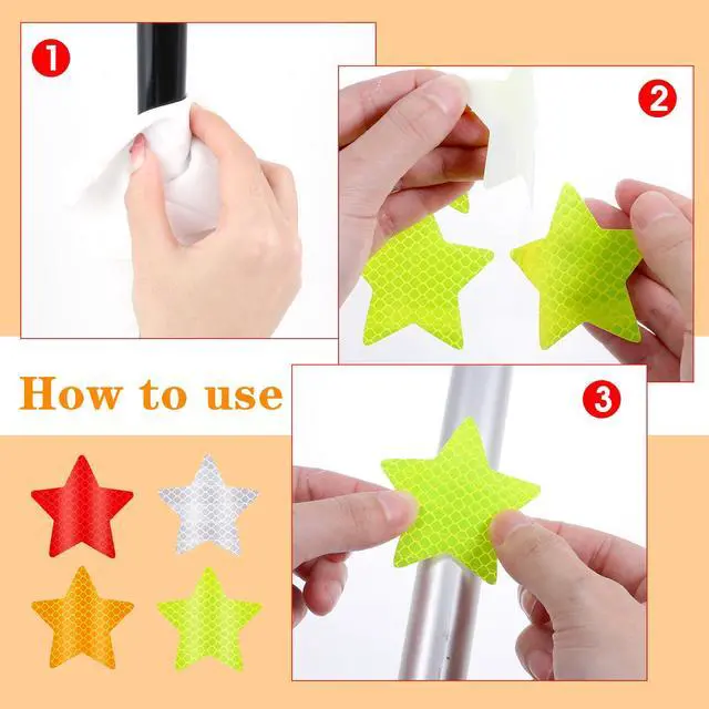 Alt view image 7 of 7 - 40Pcs Star Shape Reflective Stickers, Warning Safety Reflector Stickers for Kids, Waterproof Safety Helmet Stickers for Vehicles, Bicycles, Motorcyclesc and Construction Workers