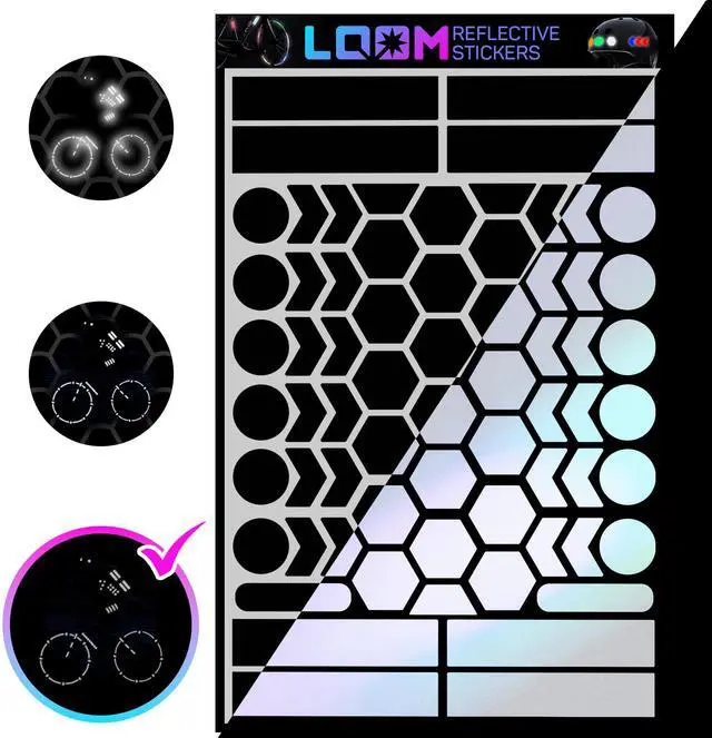 Main image of Reflective Stickers for Bikes & Helmets | 67pc Engineer, Black | Durable German ORAFOL reflective vinyl with permanent adhesive for bikes, helmets, cars and trailers; built for outdoor use