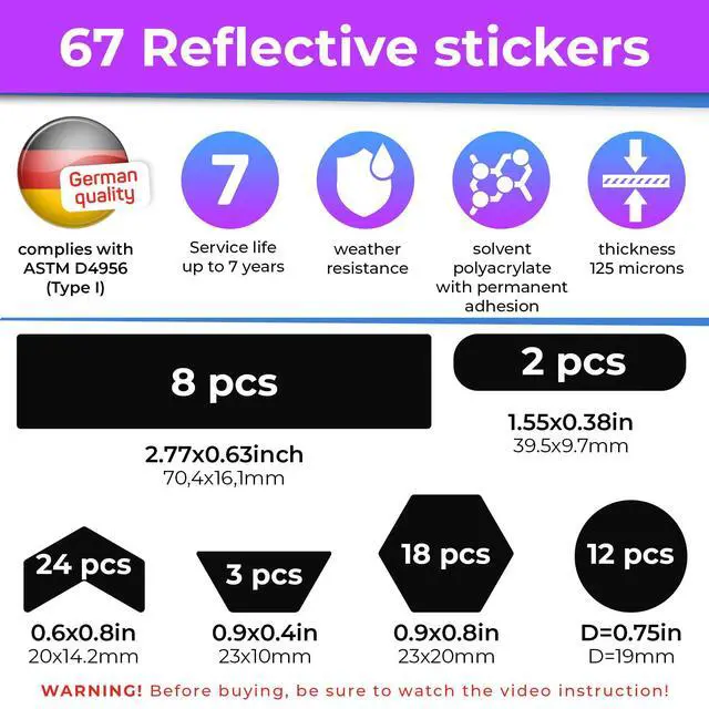 Alt view image 3 of 7 - Reflective Stickers for Bikes & Helmets | 67pc Engineer, Black | Durable German ORAFOL reflective vinyl with permanent adhesive for bikes, helmets, cars and trailers; built for outdoor use
