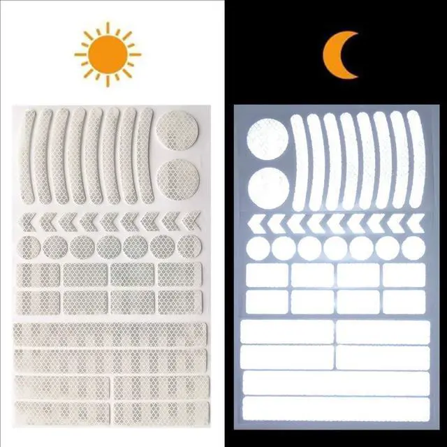 Alt view image 5 of 7 - 42Pcs Reflective Stickers, Reflective Helmet Bicycle Sticker, Driveway Reflectors, BikeReflective Tape, NightSafety Stickers for Bicycle, Motorcycle, Wheelchairs, Scooter (White)