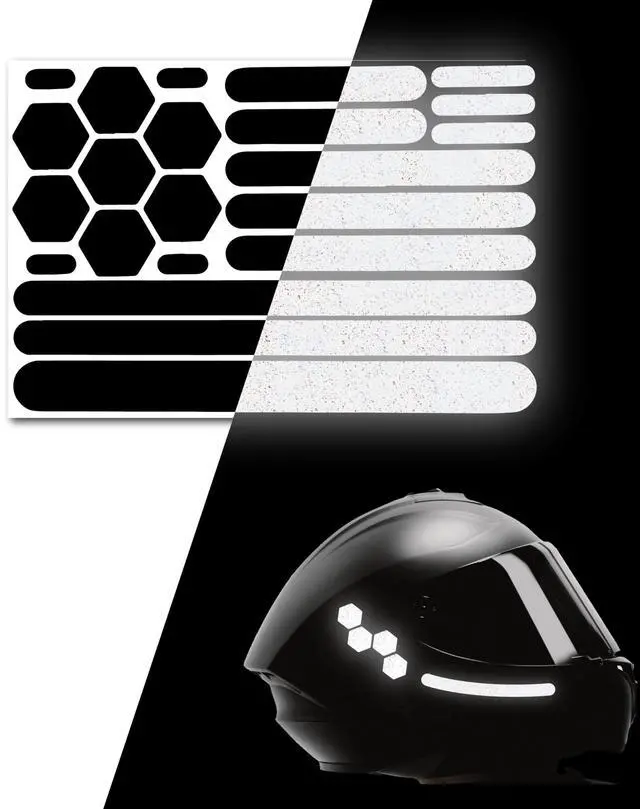 Main image of 3M Reflective Black Stickers - Reflective Helmet Tape, Motorcycle Reflective Tape, Hi Viz Stickers for Helmets - Discreet Black Until Light Hits It (Regular Style, 2, Count)