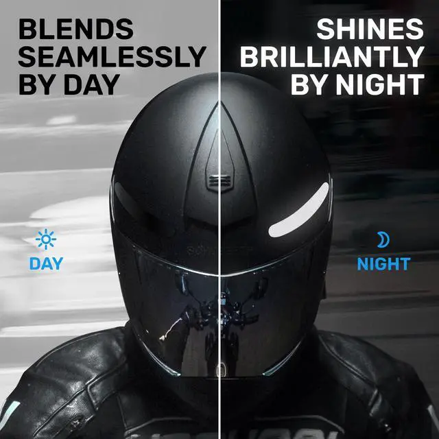 Alt view image 6 of 6 - 3M Reflective Black Stickers - Reflective Helmet Tape, Motorcycle Reflective Tape, Hi Viz Stickers for Helmets - Discreet Black Until Light Hits It (Regular Style, 2, Count)