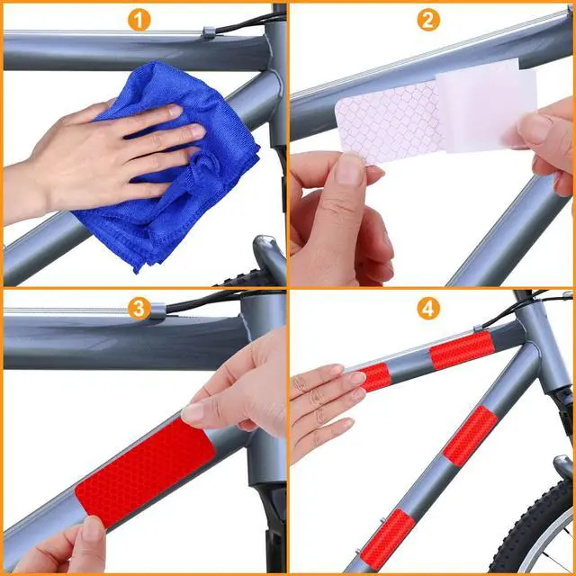 Alt view image 3 of 5 - 30 Pcs Reflective Stickers, Warning Safety Reflector Tape, 1.18 x 3.25 Inch Reflective Tape Outdoor Waterproof for Bicycles, Motorcycles, Clothing, Trailers, Helmet