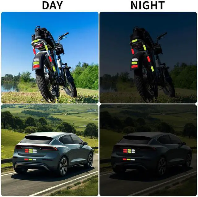 Alt view image 4 of 5 - 30 Pcs Reflective Stickers, Warning Safety Reflector Tape, 1.18 x 3.25 Inch Reflective Tape Outdoor Waterproof for Bicycles, Motorcycles, Clothing, Trailers, Helmet
