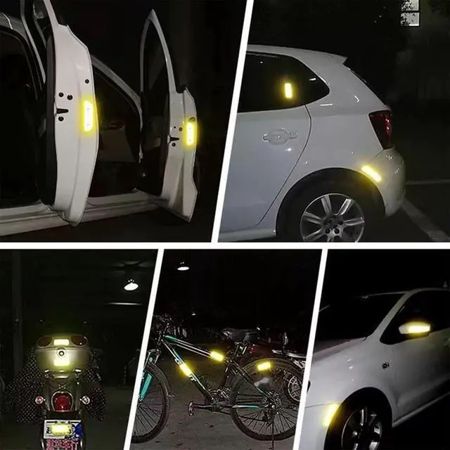 Alt view image 7 of 7 - 42Pcs Reflective Stickers, Reflective Helmet Bicycle Sticker, Driveway Reflectors, BikeReflective Tape, NightSafety Stickers for Bicycle, Motorcycle, Scooter, 8 Shapes (Fluorescent Yellow-Green)