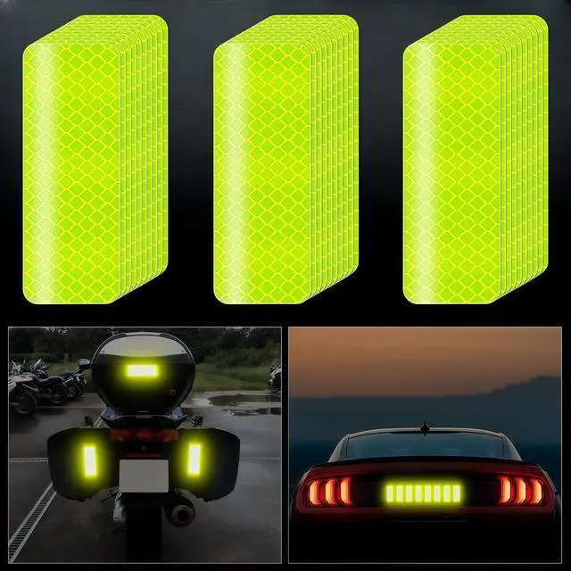 Alt view image 5 of 7 - Reflective Tape 30 PCS - Waterproof Self-Adhesive Safety Stickers, DOT-C2 Reflector Tape for Outdoor Use on Bike/Truck/Car/Motorcycle/Clothing/Helmet, Fluorescent Green 1.18" X 3.15"