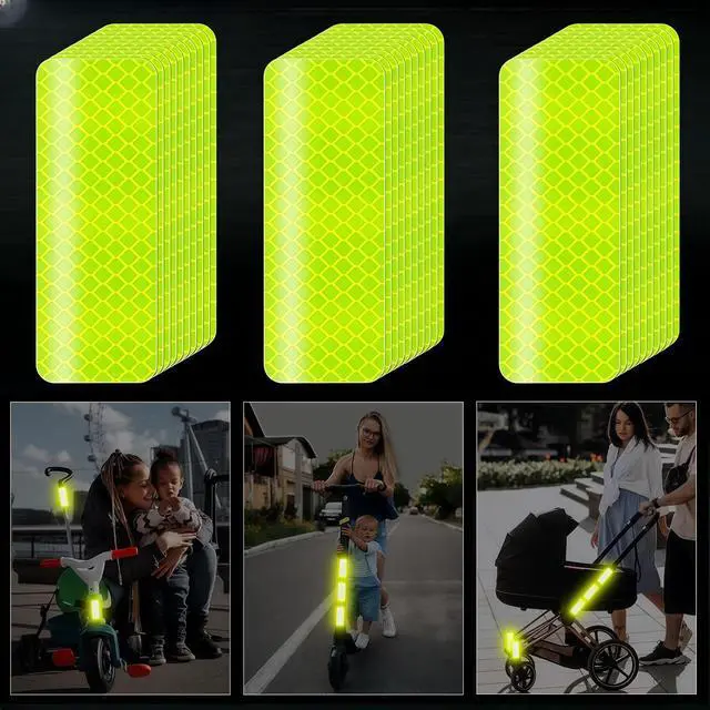 Alt view image 4 of 7 - Reflective Tape 30 PCS - Waterproof Self-Adhesive Safety Stickers, DOT-C2 Reflector Tape for Outdoor Use on Bike/Truck/Car/Motorcycle/Clothing/Helmet, Fluorescent Green 1.18" X 3.15"