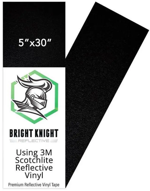 Main image of Black Reflective Vinyl, Reflective Stickers, 5x30 | Motorcycle Helmet Stickers Made with 3M Reflective Tape Vinyl for Trailers, Cars, Bikes, Rims, Waterproof Reflector Stickers