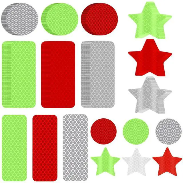 Main image of 90 Pcs Safety Reflective Stickers, Warning Reflective Stickers, Waterproof Reflective Tape Stickers Night Visibility Adhesive Car Reflector Sticker for Motorcycle Bicycle Vehicle (3 colors,3 shapes)