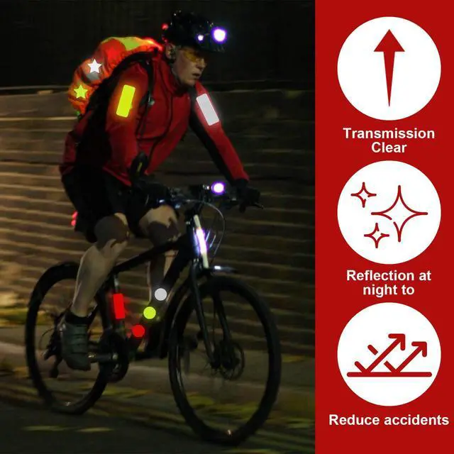 Alt view image 3 of 7 - 90 Pcs Safety Reflective Stickers, Warning Reflective Stickers, Waterproof Reflective Tape Stickers Night Visibility Adhesive Car Reflector Sticker for Motorcycle Bicycle Vehicle (3 colors,3 shapes)