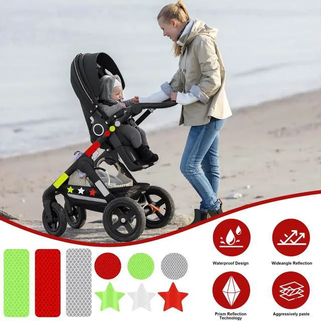 Alt view image 6 of 7 - 90 Pcs Safety Reflective Stickers, Warning Reflective Stickers, Waterproof Reflective Tape Stickers Night Visibility Adhesive Car Reflector Sticker for Motorcycle Bicycle Vehicle (3 colors,3 shapes)
