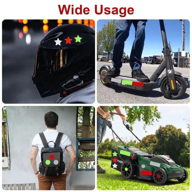 Alt view image 5 of 7 - 90 Pcs Safety Reflective Stickers, Warning Reflective Stickers, Waterproof Reflective Tape Stickers Night Visibility Adhesive Car Reflector Sticker for Motorcycle Bicycle Vehicle (3 colors,3 shapes)