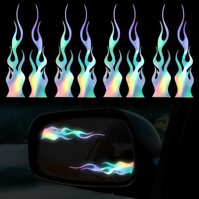 Main image of 8pcs Flame Reflective Stickers, 5.9"X1.2" Flame Decals for Sports & Bikes, Skateboards, Laptop & DIY Decoration, Reflective Decals
