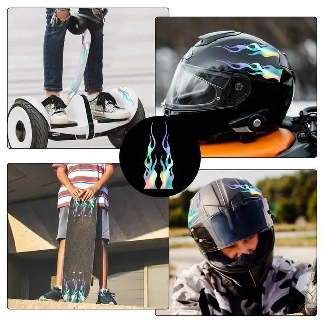 Alt view image 7 of 7 - 8pcs Flame Reflective Stickers, 5.9"X1.2" Flame Decals for Sports & Bikes, Skateboards, Laptop & DIY Decoration, Reflective Decals