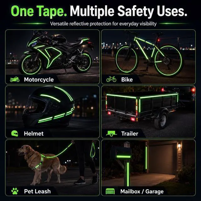Alt view image 2 of 7 - Reflective Tapes 5 Colors Night Safety Waterproof Warning Stickers | Safety Adhesive Tape for Outdoor Use, Bicycle Rim Reflector, Reflective Tape for Bike, Trailer, Motorcycle,Fishing Gear