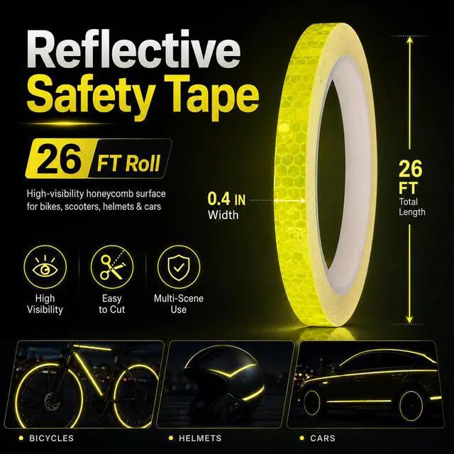 Alt view image 6 of 7 - Reflective Tapes 5 Colors Night Safety Waterproof Warning Stickers | Safety Adhesive Tape for Outdoor Use, Bicycle Rim Reflector, Reflective Tape for Bike, Trailer, Motorcycle,Fishing Gear