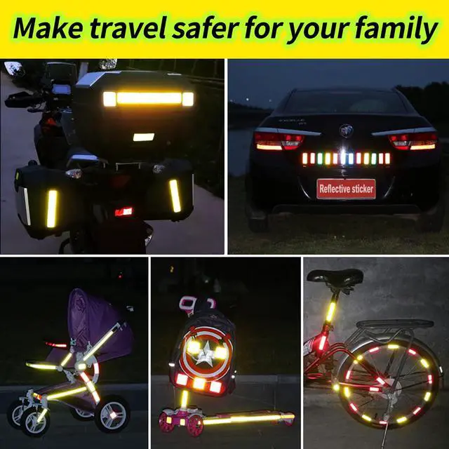 Alt view image 3 of 7 - Reflective Stickers Super Reflection, Safety Reflective Tape for Car Trailer Truck Bike Motorcycle, 20 Pcs Fluorescent Yellow-Green Outdoor Waterproof 3.15" X 1.18"