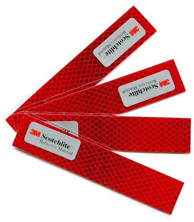 Main image of Diamond Grade Reflective Sticker, 3M Material, Waterproof, All-Weather, Red, Pack of 4 | Made with 3M Reflective Material | Waterproof Safety Decals | Yellow, Orange, Red & White