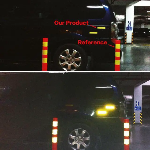 Alt view image 3 of 6 - Diamond Grade Reflective Sticker, 3M Material, Waterproof, All-Weather, Red, Pack of 4 | Made with 3M Reflective Material | Waterproof Safety Decals | Yellow, Orange, Red & White