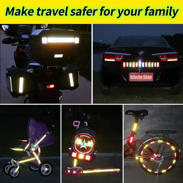 Alt view image 3 of 7 - 20 Pcs Super Reflection Reflective Stickers, Safety Reflective Tape for Car Bike Mailbox Helmet, White Reflective Tape Outdoor Waterproof 3.15" X 1.18"
