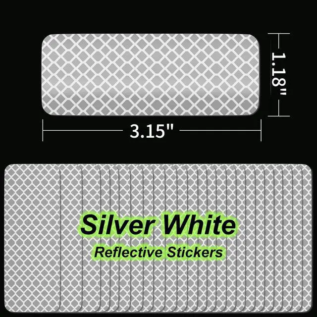 Alt view image 6 of 7 - 20 Pcs Super Reflection Reflective Stickers, Safety Reflective Tape for Car Bike Mailbox Helmet, White Reflective Tape Outdoor Waterproof 3.15" X 1.18"