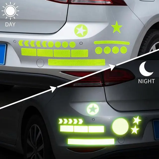 Alt view image 4 of 7 - 42 Pcs Reflective Stickers for Night Riding, Bike Reflectors | Reflector Stickers, Helmet Stickers, Safety Warning Tape for Helmets, Cars, Mailboxes