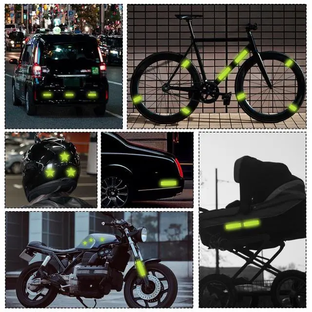 Alt view image 7 of 7 - 42 Pcs Reflective Stickers for Night Riding, Bike Reflectors | Reflector Stickers, Helmet Stickers, Safety Warning Tape for Helmets, Cars, Mailboxes