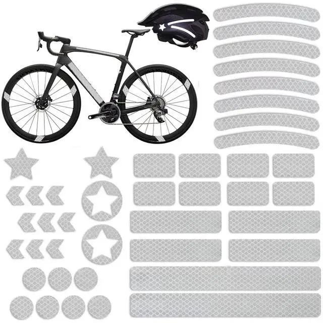 Main image of 42Pcs Reflective Stickers, Reflective Decals Multi Shapes Kit, Waterproof Outdoor Safety Warning Reflective Stickers, Night Visibility Adhesive Stickers for Helmet, Bicycle, Car & Stroller
