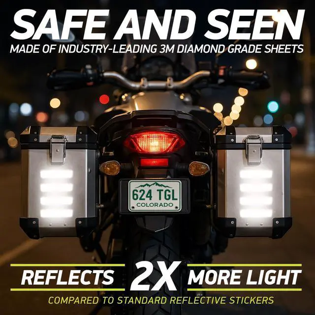 Alt view image 3 of 7 - Reflective Stickers | 3M Diamond Grade | Yellow-Green | 1.25 x 6 | 5-Pack | Reflective Safety Tape for Helmets, Cars, Mailboxes & More