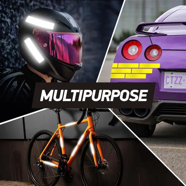 Alt view image 6 of 7 - Reflective Stickers | 3M Diamond Grade | Yellow-Green | 1.25 x 6 | 5-Pack | Reflective Safety Tape for Helmets, Cars, Mailboxes & More