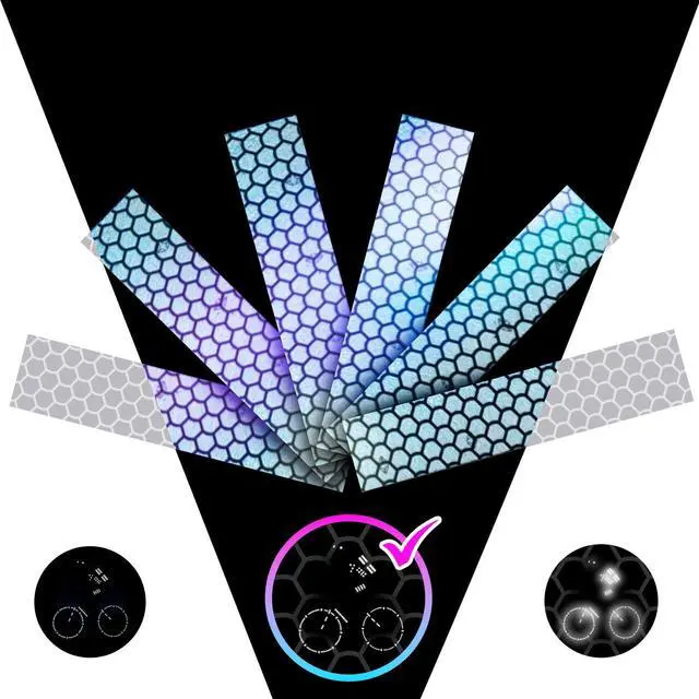Main image of Reflective Strips for Helmets & Cars | 6pc | Yellow-Red | Bright German ORAFOL prismatic strips for helmets, cars and bikes; strong permanent adhesive and nighttime visibility