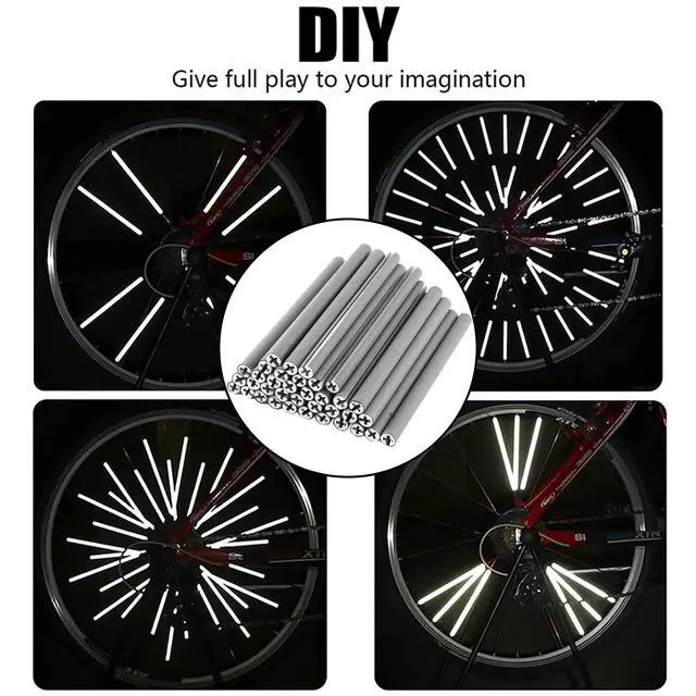 Alt view image 2 of 7 - 72 Pcs Bicycle Spoke Reflective Skins Bike Reflectors for Night Riding 360°Visibility,Suitable for Bikes, Motorcycles,Ebike Reflector,Safety Warnings and DIY Decorations,So Cool(Silvery)