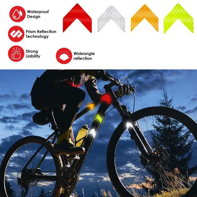 Alt view image 3 of 7 - 48PCS Reflective Stickers - High-Visibility Arrow Safety Stickers for Helmet, Mailbox, Bike, Car - Waterproof PVC Warning Decals in 4 Colors