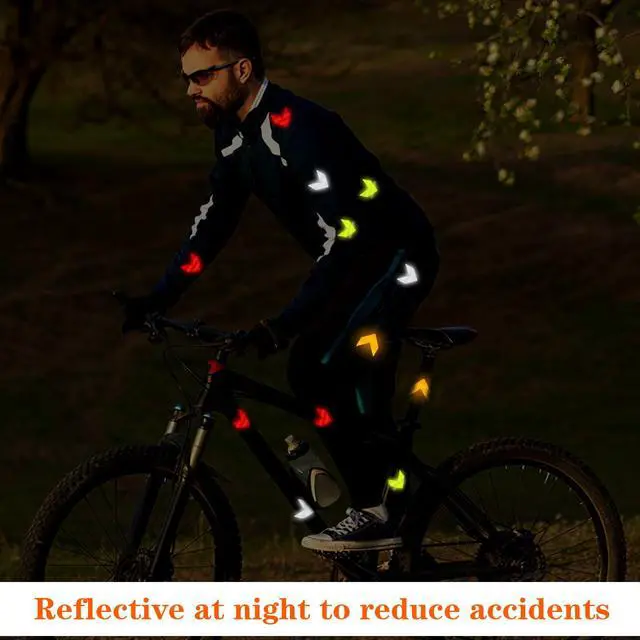Alt view image 4 of 7 - 48PCS Reflective Stickers - High-Visibility Arrow Safety Stickers for Helmet, Mailbox, Bike, Car - Waterproof PVC Warning Decals in 4 Colors