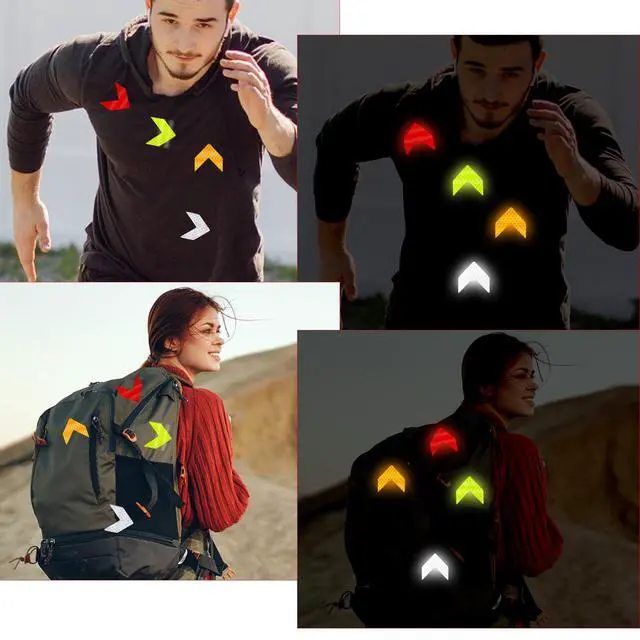 Alt view image 5 of 7 - 48PCS Reflective Stickers - High-Visibility Arrow Safety Stickers for Helmet, Mailbox, Bike, Car - Waterproof PVC Warning Decals in 4 Colors