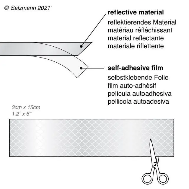 Alt view image 2 of 5 - Diamond Grade Reflective Sticker, 4pcs, Waterproof, All-Weather, 3M Material, White, for Car