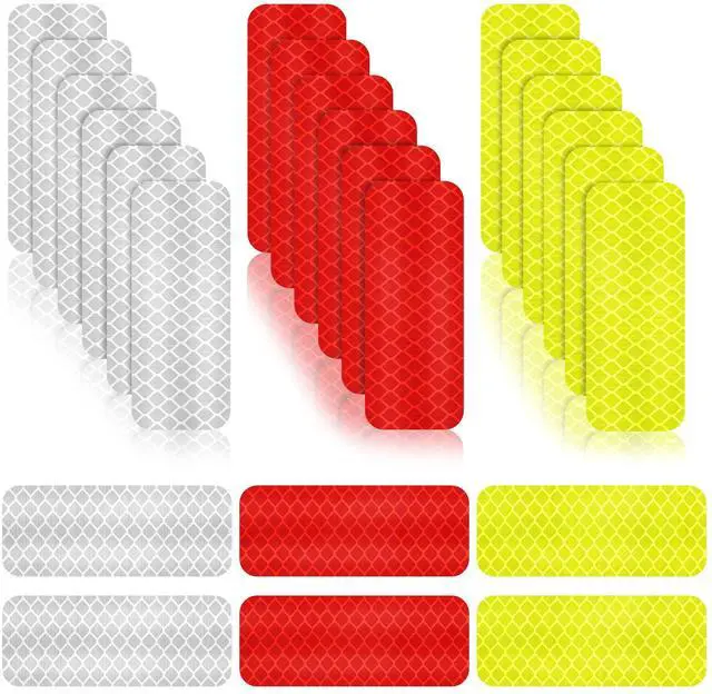 Main image of Warning Reflective Tape Stickers Safety Waterproof Night, 24 Pieces | Outdoor Visibility Adhesive Reflective Stickers Strips Decal for Bike Mailbox Vehicle Motorcycle Bicycle, 1.18 x 3.25 Inch