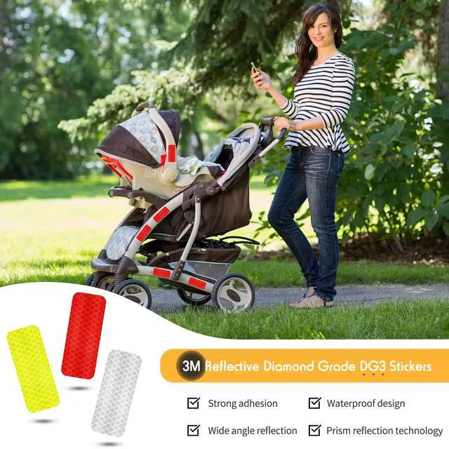 Alt view image 7 of 7 - Warning Reflective Tape Stickers Safety Waterproof Night, 24 Pieces | Outdoor Visibility Adhesive Reflective Stickers Strips Decal for Bike Mailbox Vehicle Motorcycle Bicycle, 1.18 x 3.25 Inch
